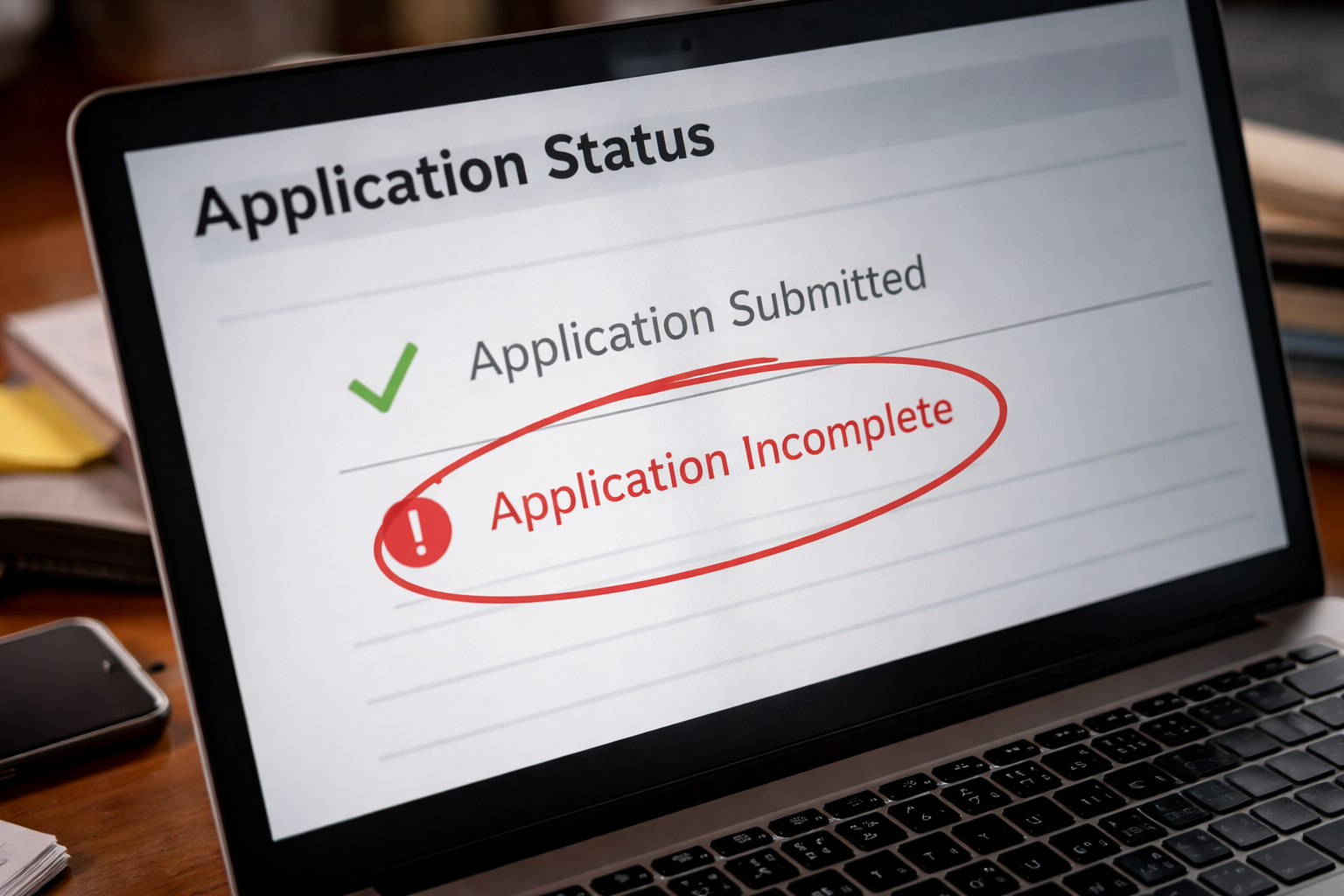 Application submitted but not received