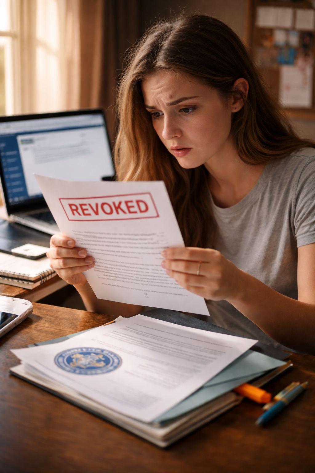 College acceptance withdrawn after accepting